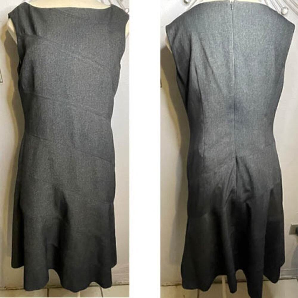 Jones New York Gray Fit Flare Midi Dress Womens 8 Sleeveless Work Career
